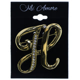 Initial H Brooch-Pin With Crystal Accents Gold-Tone & Clear Colored #2331