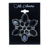 Silver-Tone & Black Colored Metal Brooch-Pin With Faceted Accents #2333