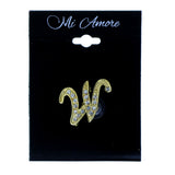 W Initial Brooch-Pin With Crystal Accents Gold-Tone & Clear Colored #2345