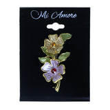 Flowers Brooch-Pin With Crystal Accents Gold-Tone & Multi Colored #2349