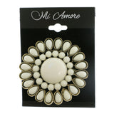 White & Gold-Tone Colored Metal Brooch-Pin With Stone Accents #2351