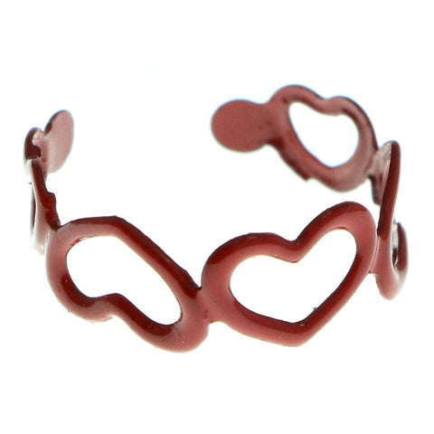 Adjustable Heart Toe-Ring Red Color  #4446