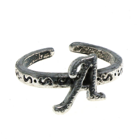 Adjustable Initial A Toe-Ring Silver-Tone Color  #4443