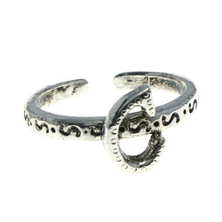 Adjustable Initial C Toe-Ring Silver-Tone Color  #4443