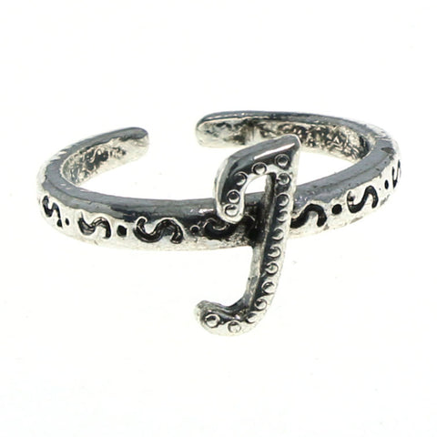 Adjustable Initial J Toe-Ring Silver-Tone Color  #4443