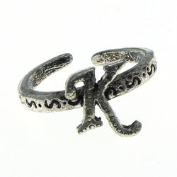 Adjustable Initial K Toe-Ring Silver-Tone Color  #4443