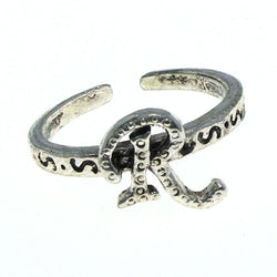 Adjustable Initial R Toe-Ring Silver-Tone Color  #4443