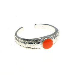 Adjustable Circle Toe-Ring Silver-Tone & Orange Colored #4445