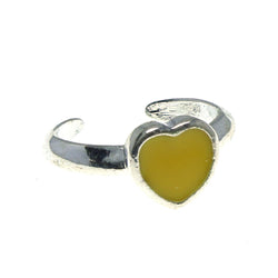 Adjustable Heart Toe-Ring Silver-Tone & Yellow Colored #4445
