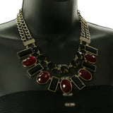 Adjustable Length Statement-Necklace With Faceted Accents Colorful & Gold-Tone Colored #3798