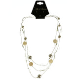 Adjustable Length Necklace With Bead Accents White & Silver-Tone Colored #3794