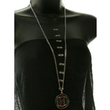 Long Adjustable Length Pendant-Necklace With Crystal Accents Colorful & Silver-Tone Colored #3792