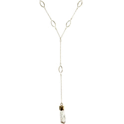 Adjustable Length Y-Necklace With Faceted Accents  Gold-Tone Color #3796