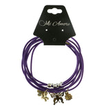 Mi Amore Flower Butterfly Ladybug Multiple-Bracelets Purple & Gold-Tone