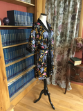 Black Floral Silky Kimono Style Robe