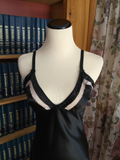 Silky Black Chemise with Peach Lace