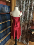 Silky Red Tie Strap Chemise with Lace