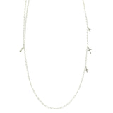 Mi Amore Cross Adjustable Drop-Accented-Belly-Chain Silver-Tone