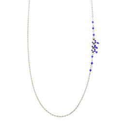 Mi Amore Adjustable Drop-Accented-Belly-Chain Silver-Tone/Blue