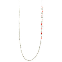 Mi Amore Adjustable Dangle-Belly-Chain Silver-Tone/Red