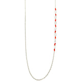 Mi Amore Adjustable Dangle-Belly-Chain Silver-Tone/Red