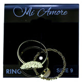 Mi Amore 3 PC  Multiple-Ring-Set Gold-Tone/Peach Size 9.00