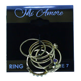 Mi Amore 6 PC  Sized-Ring Gold-Tone/Multicolor Size 7.00