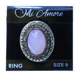 Mi Amore Oval Sized-Ring Silver-Tone/Pink Size 9.00