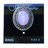 Mi Amore Oval Sized-Ring Silver-Tone/Pink Size 8.00