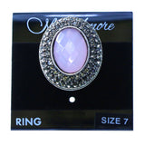 Mi Amore Oval Sized-Ring Silver-Tone/Pink Size 7.00