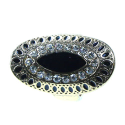 Mi Amore Oval Sized-Ring Gold-Tone/Black Size 9.00