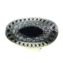 Mi Amore Oval Sized-Ring Gold-Tone/Black Size 8.00