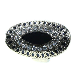 Mi Amore Oval Sized-Ring Gold-Tone/Black Size 7.00