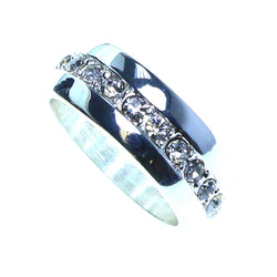 Mi Amore Sized-Ring Silver-Tone/Clear Size 10.00