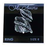 Mi Amore Leaf Sized-Ring Silver-Tone/Clear Size 8.00