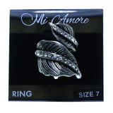 Mi Amore Leaf Sized-Ring Silver-Tone/Clear Size 7.00