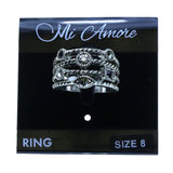 Mi Amore Sized-Ring Silver-Tone/Clear Size 8.00