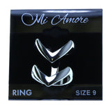 Mi Amore Double band Sized-Ring Silver-Tone Size 9.00