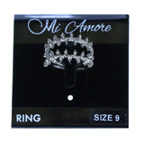 Mi Amore Sized-Ring Silver-Tone/Clear Size 9.00