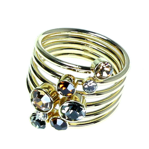 Mi Amore Multi band Sized-Ring Gold-Tone/Multicolor Size 10.00