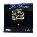 Mi Amore Multi band Sized-Ring Gold-Tone/Multicolor Size 10.00