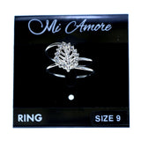 Mi Amore 2 band leaf Sized-Ring Silver-Tone/Clear Size 9.00