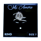 Mi Amore 2 band leaf Sized-Ring Silver-Tone/Clear Size 7.00