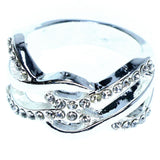 Mi Amore Sized-Ring Silver-Tone/Clear Size 8.00