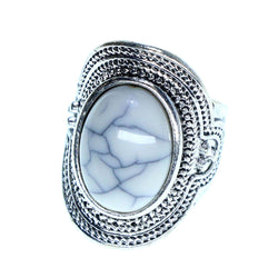 Mi Amore Oval Sized-Ring Silver-Tone/White Size 8.00