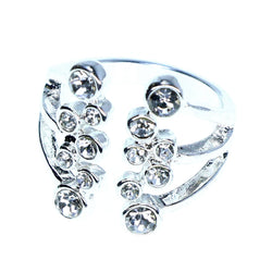 Mi Amore Sized-Ring Silver-Tone/Clear Size 8.00