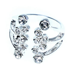 Mi Amore Sized-Ring Silver-Tone/Clear Size 10.00