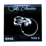 Mi Amore 3 interlinked bands Sized-Ring Silver-Tone Size 9.00