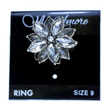 Mi Amore Flower Sized-Ring Silver-Tone/Clear Size 9.00