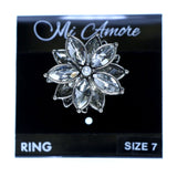 Mi Amore Flower Sized-Ring Silver-Tone/Crystal Size 7.00